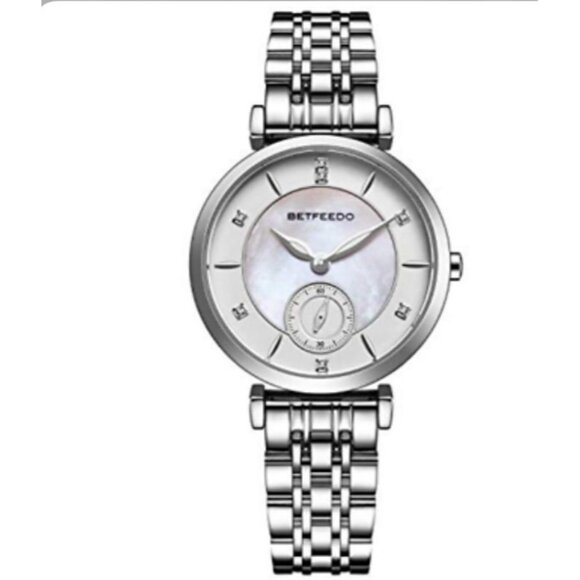 BetFeedo Women's Dress Watch Pearl Shell with Stainless Steel Band